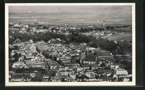 AK Mühldorf a. Inn, Panorama vom Flugzeug aus