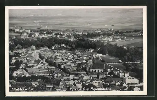 AK Mühldorf a. Inn, orig. Fliegeraufnahme des Ortes