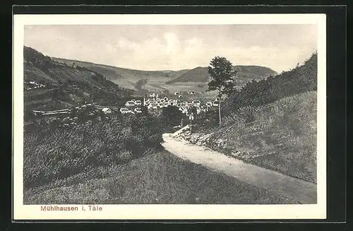 AK Mühlhausen i. Täle, Panoramablick auf den Ort