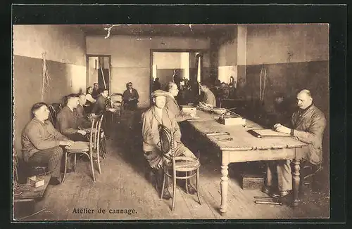 AK Anvers, Société Royale Protectrice des Aveugles, Atelier de cannage, Blindenwerkstatt