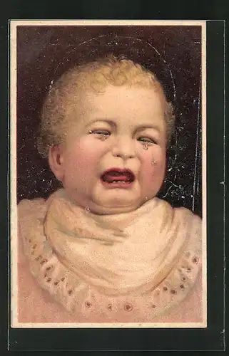 Künstler-AK Gesicht eines weinenden Kindes