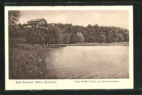 AK Bad Buckow, Hotel Weisse Taube am Schermützelsee