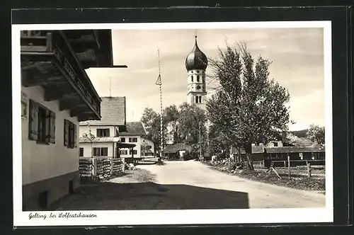 AK Gelting, Ortsansicht mit Kirche