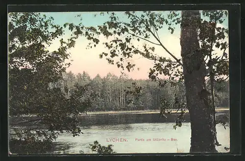 AK Lychen, Idylle am Stübnitz-See