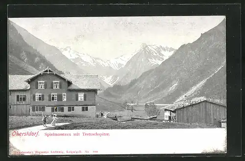 AK Oberstdorf, Gasthof Spielmannsau mit Trettachspitze