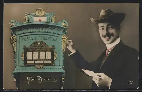 AK Für Dich, Herr wirft einen Brief an seine Liebste in den Briefkasten