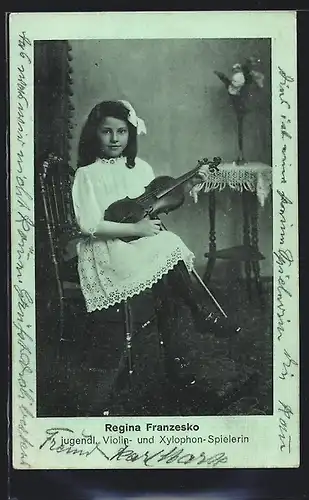 AK Jugendliche Violin- und Xylophon-Spielerin Regina Franzesko