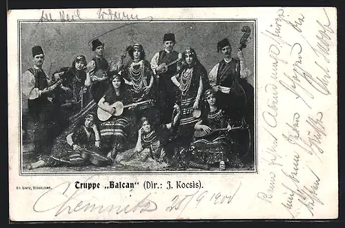 AK Trachtenkapelle Truppe Balcan mit Instrumenten