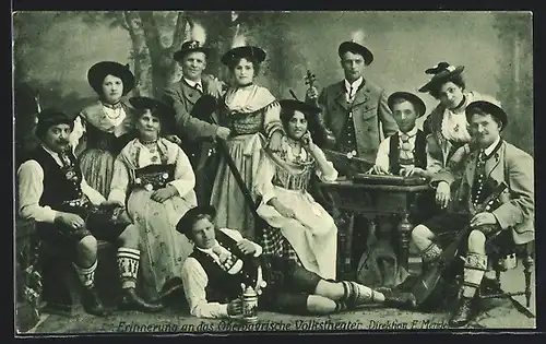 AK Oberbayrisches Volkstheater in Trachten und mit Instrumenten