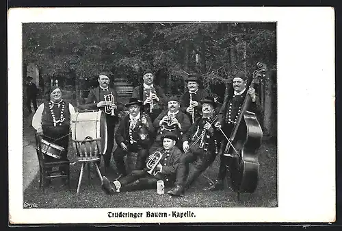Foto-AK Tittmoning, Truderinger Bauern-Kapelle auf dem Volksfest 1902