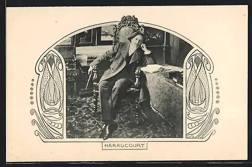 AK Haraucourt in denker Pose auf seinem Stuhl