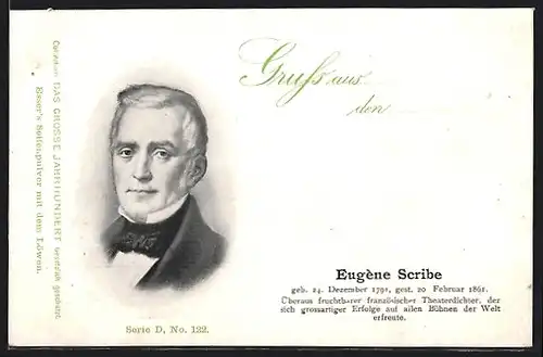 AK Eugène Scribe, französischer Theaterdichter