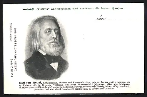 AK Portrait von Schauspieler und Dichter Karl von Holtei