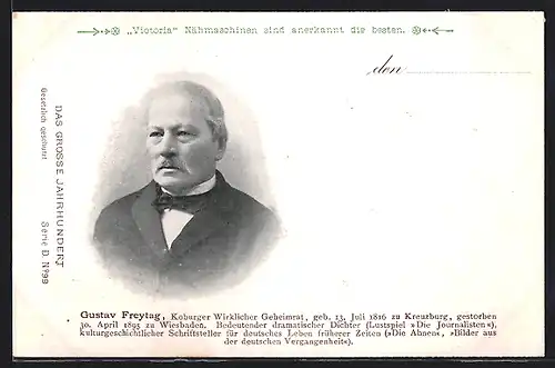 AK Portrait von Geheimrat Gustav Freytag