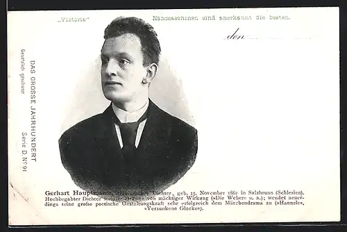 AK Konterfei von Gerhart Hauptmann