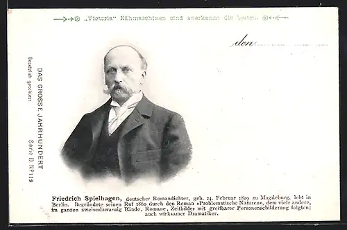 AK Friedrich Spielhagen, Romandichter