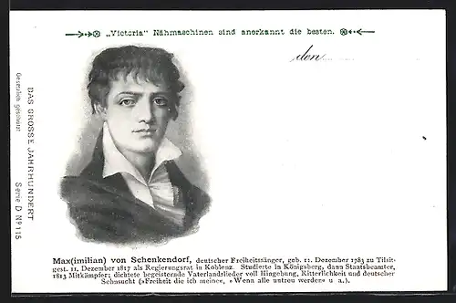 AK Konterfei Maximilian von Schenkendorf