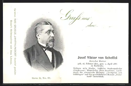 AK Portrait von Dichter Josef Victor von Scheffel
