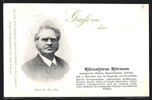 AK Björnstjerne Björnson, norwegischer Dichter