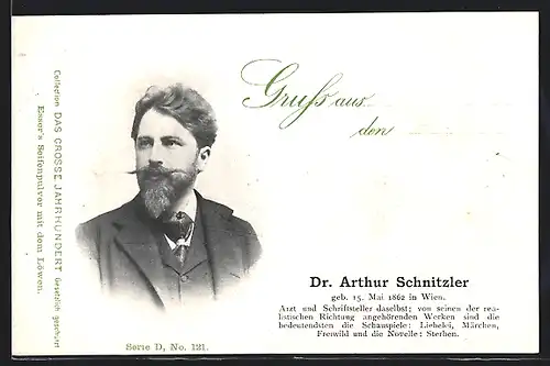 AK Portrait des Schriftstellers Dr. Arthur Schnitzler