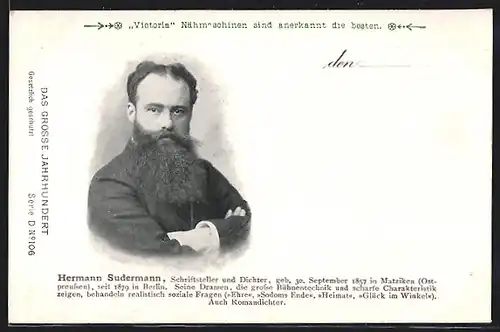 AK Portrait von Hermann Sudermann