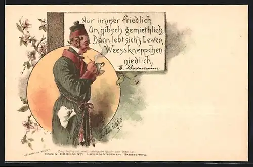 AK Edwin Bormann`s Humoristischer Hausschatz, Herr im Morgenmantel