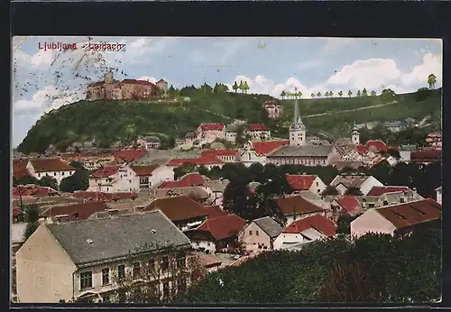 AK Laibach, Blick über die Dächer zum Schloss