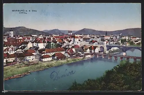 AK Marburg a. d. Drau, Panoramablick auf die Stadt