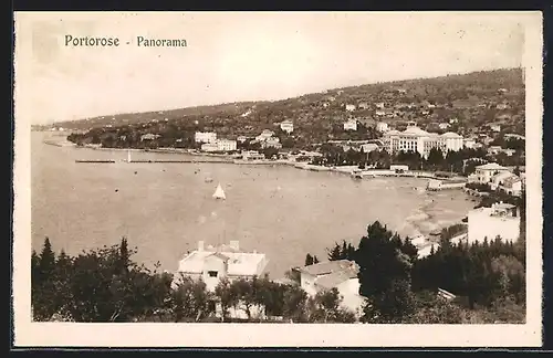 AK Portorose, Panoramablick auf den Ort