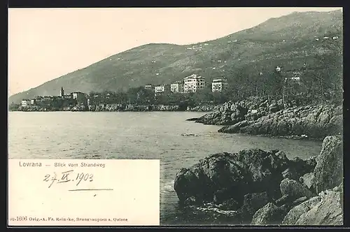 AK Lovrana, Blick vom Strandweg