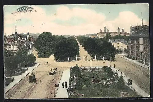 AK Hannover, Herrenhäuser Allee mit Pferdewägen