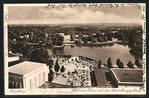 AK Magdeburg, Blick vom turm auf das Ausstellungsgebäude