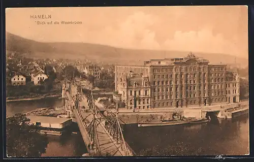 AK Hameln, Blick auf die Weserbrücke