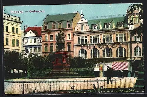 AK Coblenz, Goebenplatz mit Denkmal