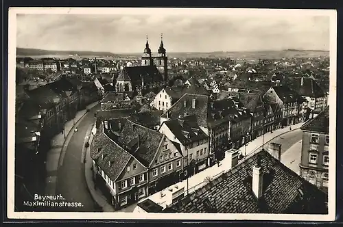 AK Bayreuth, Maximilianstrasse aus der Vogelschau