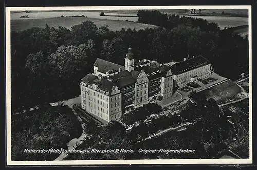 AK Mallersdorf-Pfaffenberg, Sanatorium u. Altersheim St. Maria, Luftaufnahme