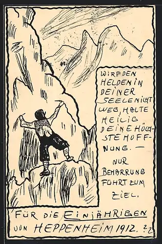 Künstler-AK Handgemalt: Heppenheim, Einjährige 1912, Studentika