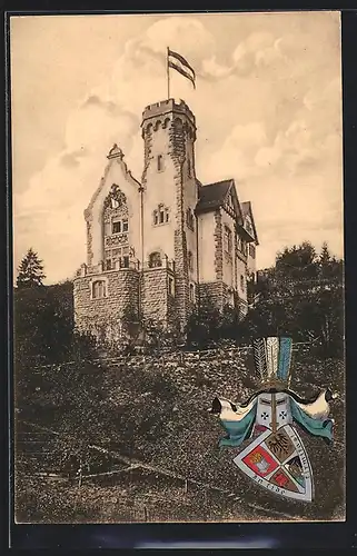 AK Tübingen, Alamannenhaus mit Wappen, Verbindungshaus, Silberdruck