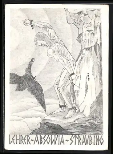 Künstler-AK Straubing, Lehrer-Absolvia, 1936