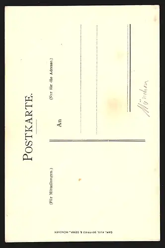 Künstler-AK München, Studentenwappen Studentenverbindung Apollo, Schläger, Frauenkirche