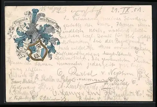 Lithographie Vignola sei`s Panier, Studentenwappen