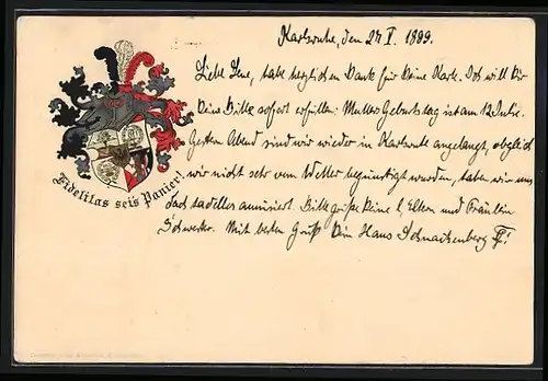 Lithographie Fidelitas sei`s Panier!, Studentenwappen