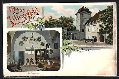 AK Lilienfeld, Gasthaus, Innenansicht Kellerstübel
