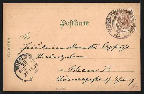 Lithographie Maria Enzersdorf, Totalansicht, Villa Tirka, Wallfahrtskirche