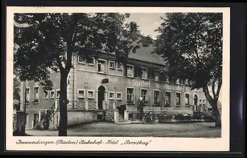 AK Immendingen /Baden, Bahnhof-Hotel Brodhag