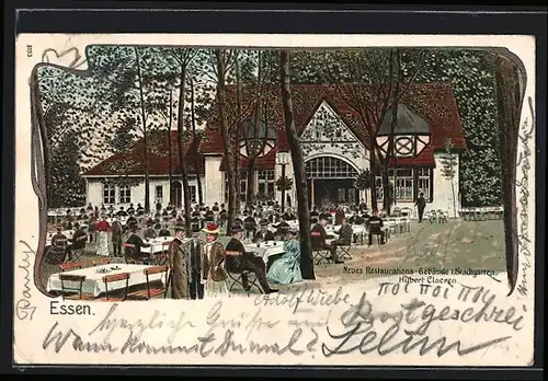 Lithographie Essen, Neues Restaurants-Gebäude im Stadtgarten