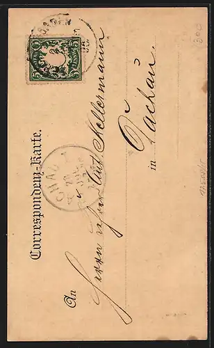 Lithographie Schellenberg, Teilansicht mit Kirche