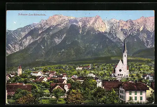 AK Schaan, Teilansicht mit Kirche