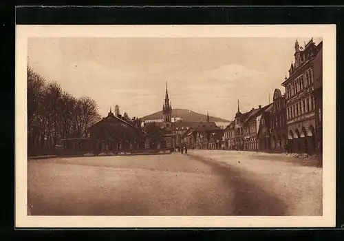 AK Hohenelbe / Vrchlabi, Gebäude am Stadtplatz