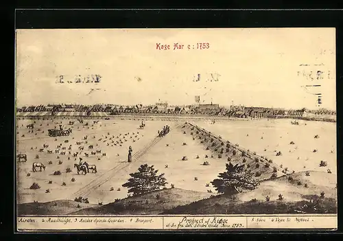 AK Köge Aar, Panoramaansicht aus dem Jahr 1753